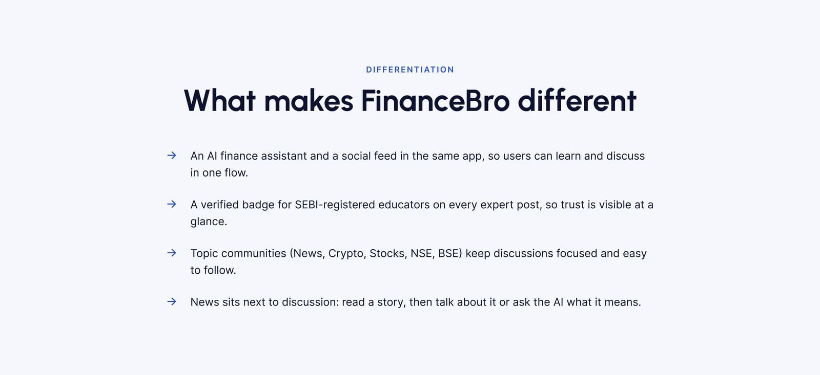 FinanceBro: Unique features