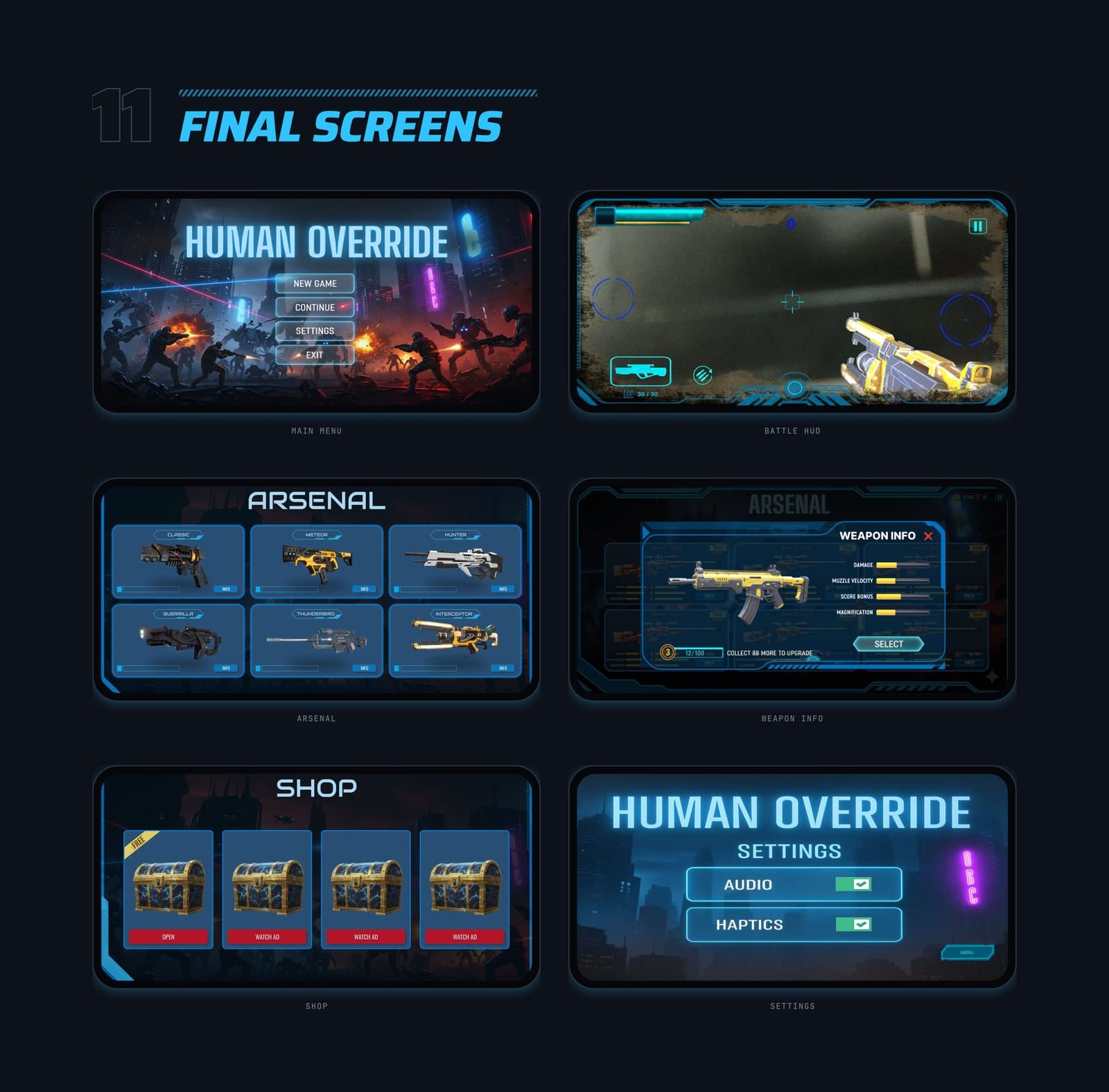 HumanOverride: Final screens