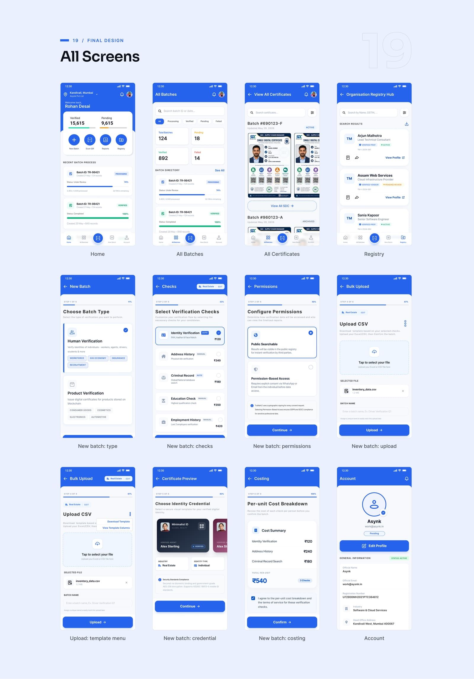 TruMarkZ: All screens